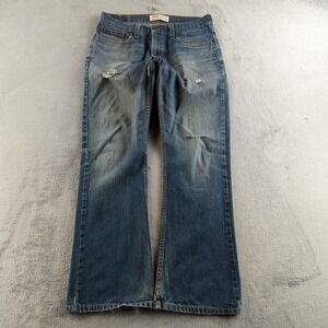 Levis 527 Jeans Mens 33x32 Blue Faded Distressed Slim Bootcut Denim Low Rise